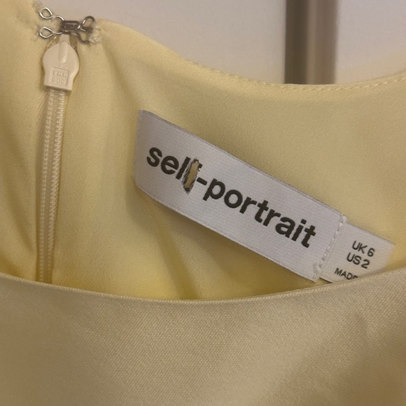 NEW Self-Portrait Light Yellow Taffeta Midi Belted Dress | size UK 6 / US 2 - Picture 10 of 12